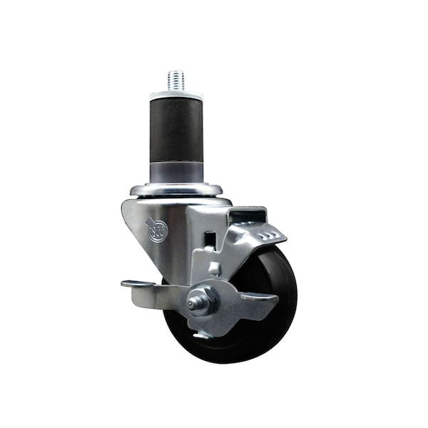 Service Caster 3'' SS Hard Rubber Swivel 1-5/8'' Expanding Stem Caster with Brake SCC-SSEX20S314-HRS-TLB-158 - main